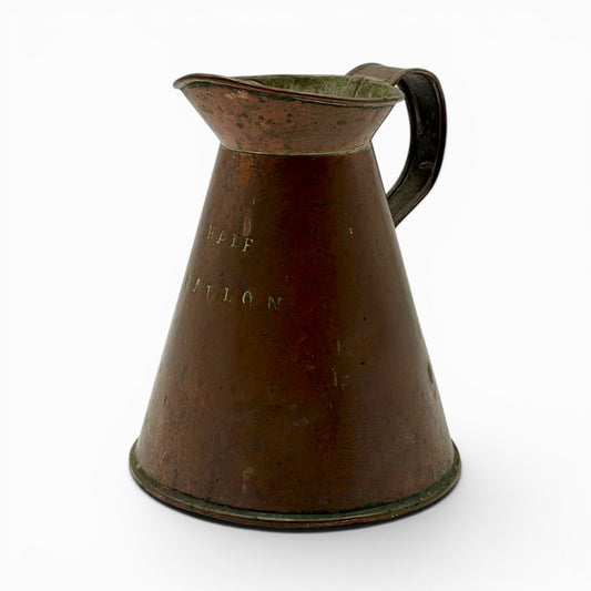 Antique copper half-gall on haystack pitcher