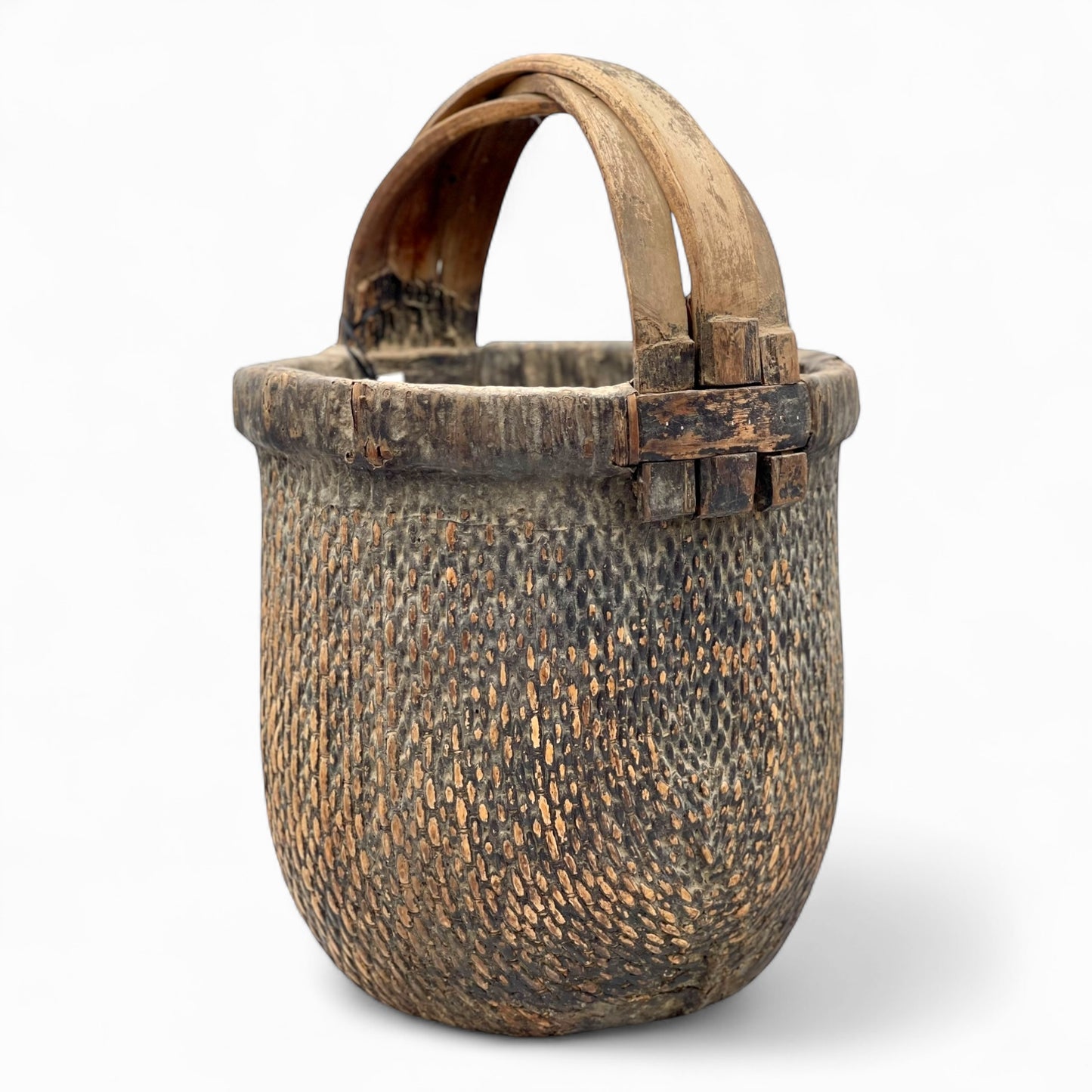 Antique Asian tall woven basket