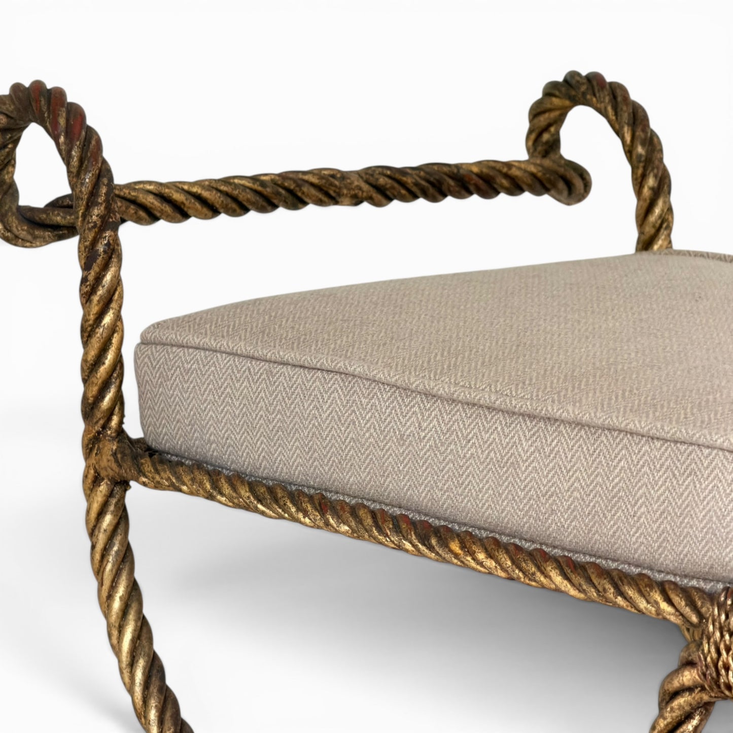 1950s NICCOLINI Gilded Iron Rope and Tassel Bench