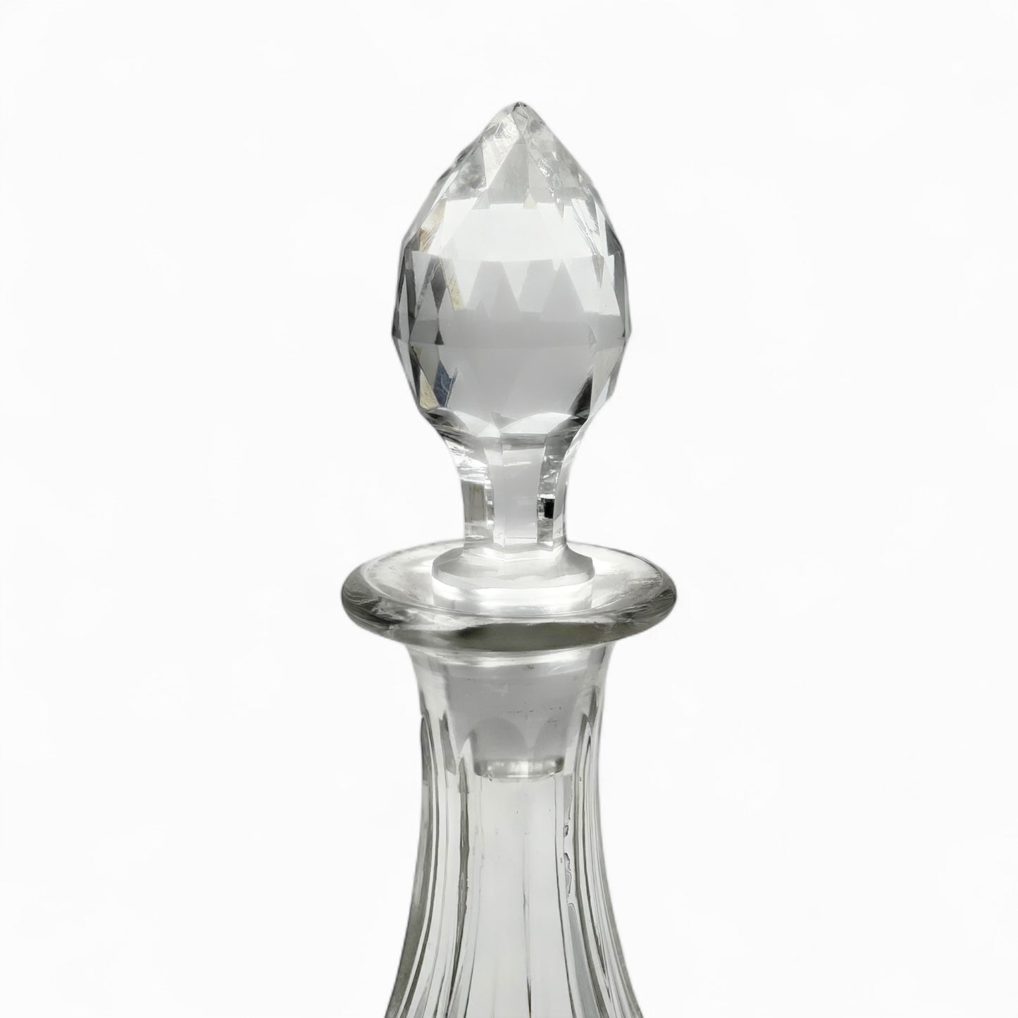 Set of 2 mid century port wine cut crystal glasses and decanter