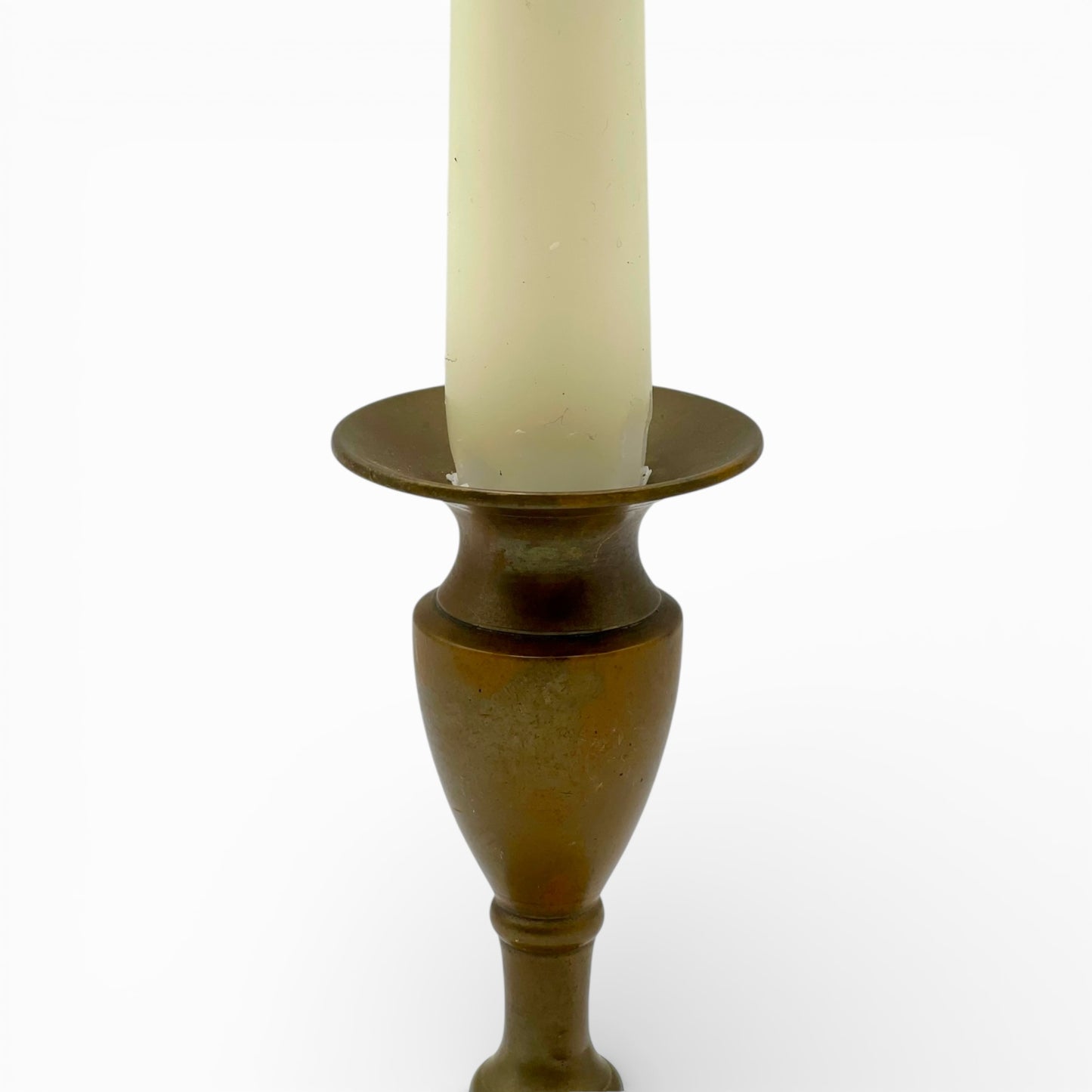 Vintage brass candlestick with turned stem