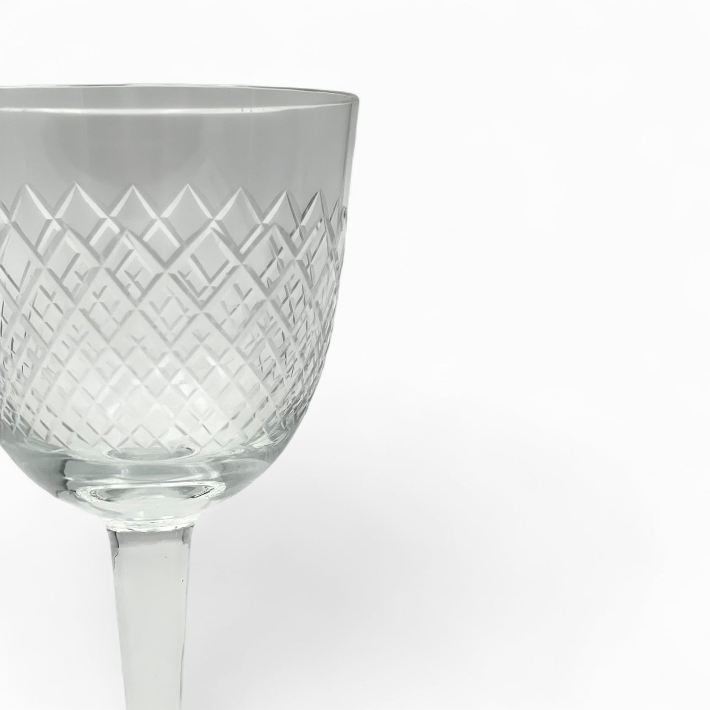 Set of 2 mid century port wine cut crystal glasses and decanter