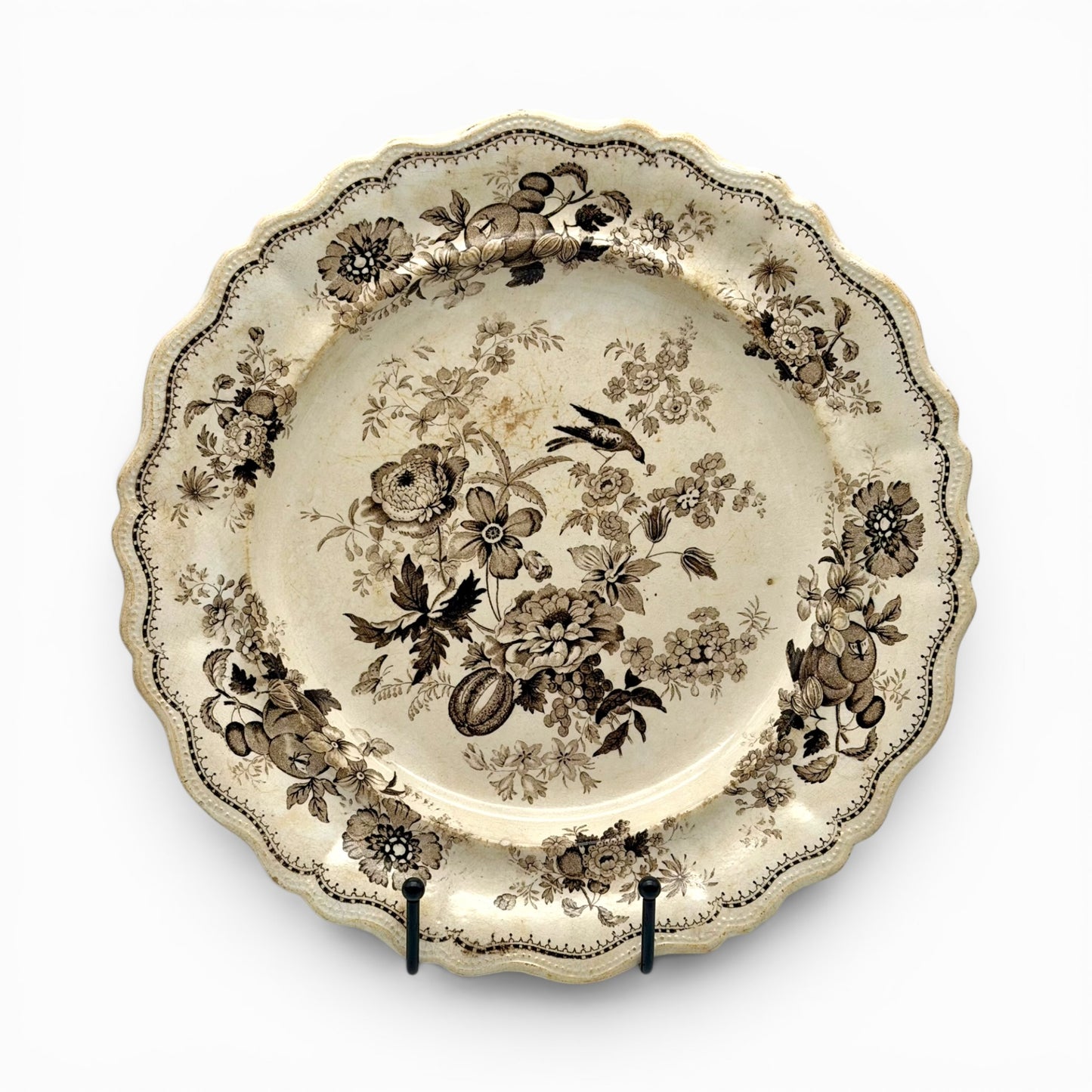 Antique English brown transferware plate, Circa 1880