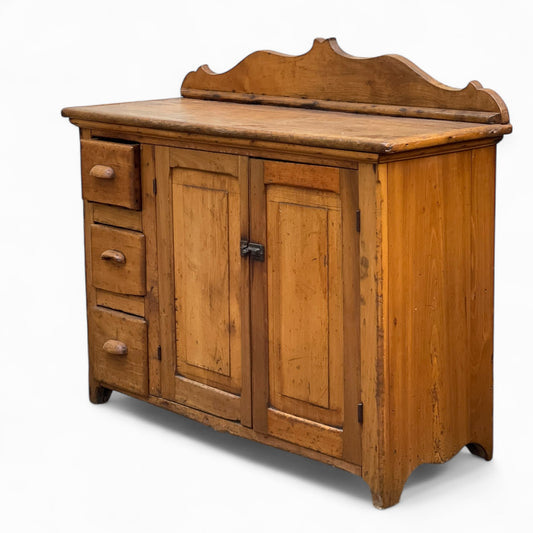 Antique primitive wooden small sideboard
