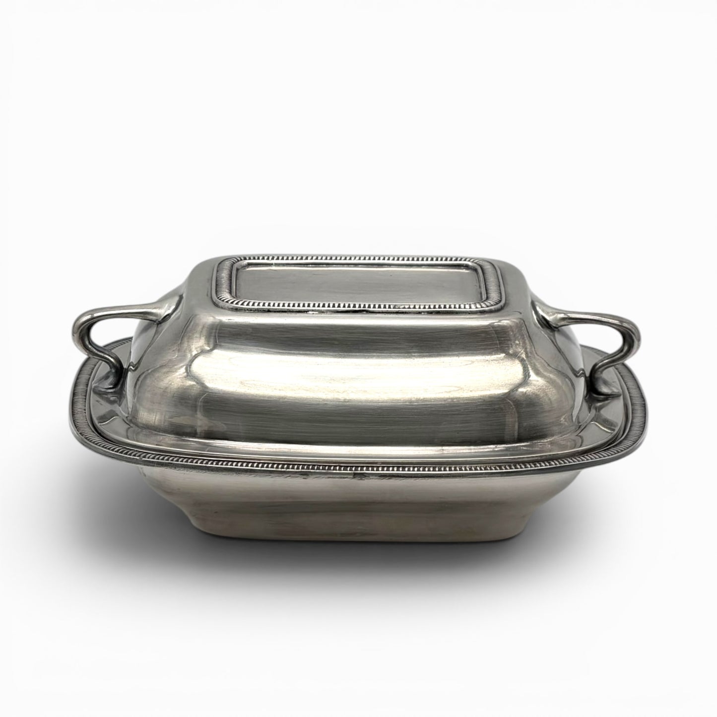 Silver-plated dish with lid and handles