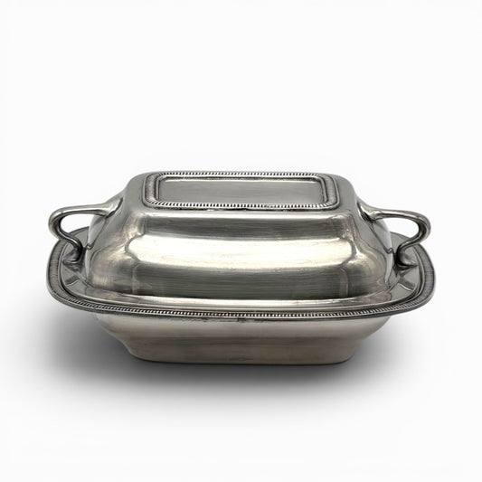 Silver-plated dish with lid and handles