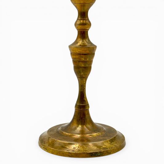 Antique Victorian beehive-shape brass candlestick