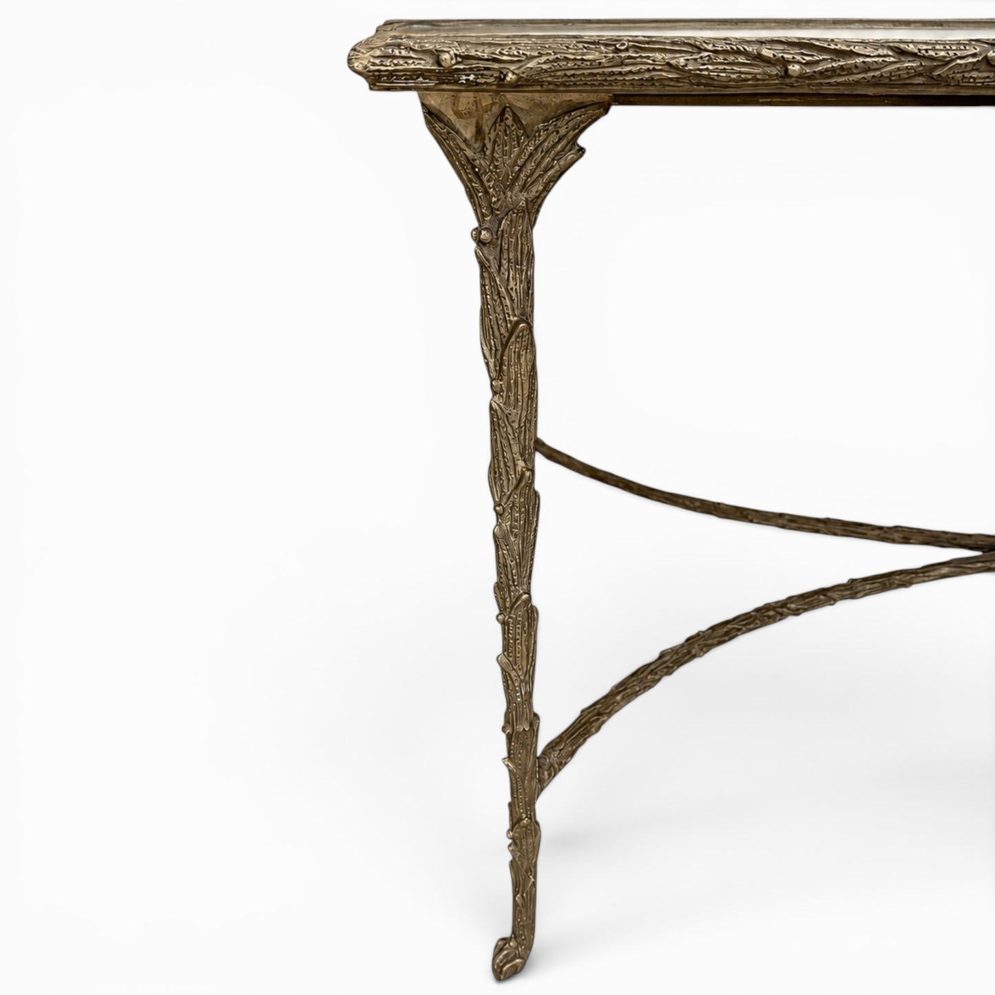 Vintage French gilt iron and mirrored cocktail table