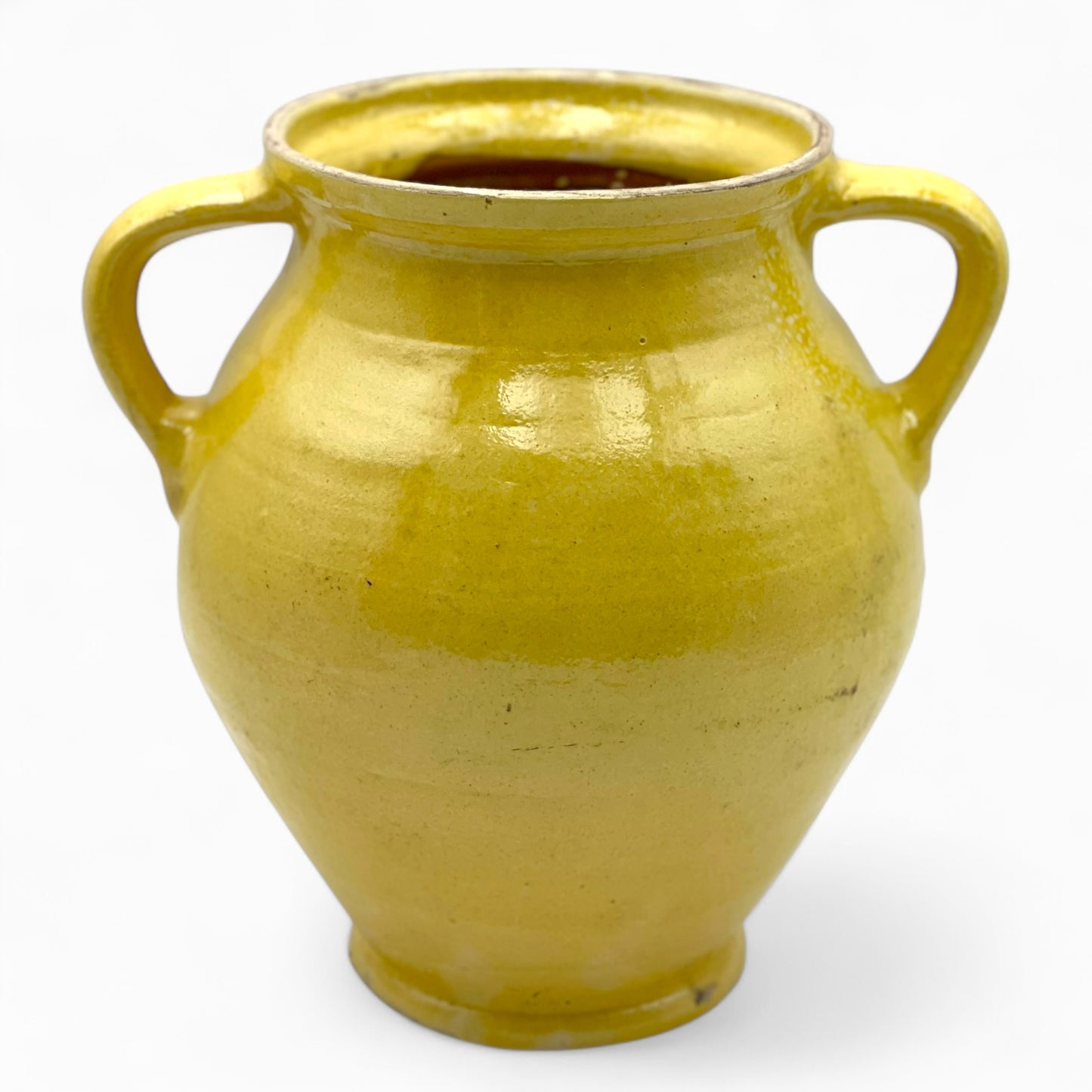 Handmade yellow glazed terracotta jug/urn