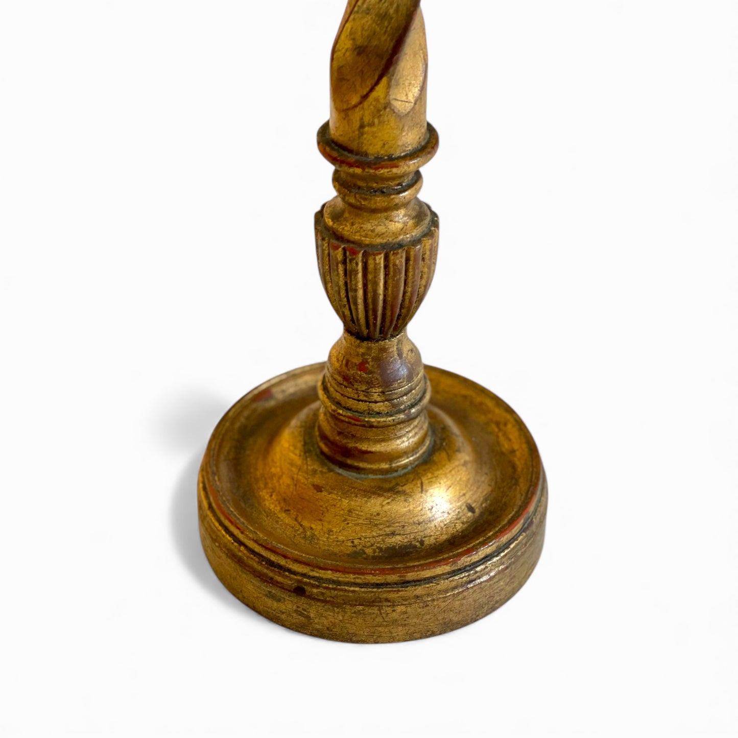 Pair of antique Italian gilded twisted wood lamps