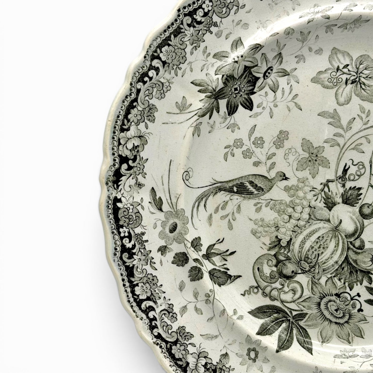Set of three antique English transferware decorative plates