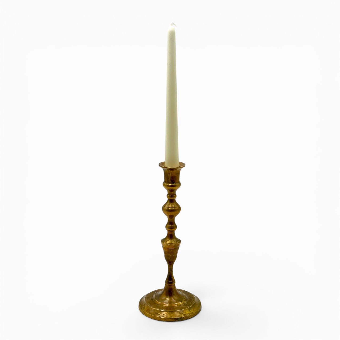 Antique Victorian beehive-shape brass candlestick