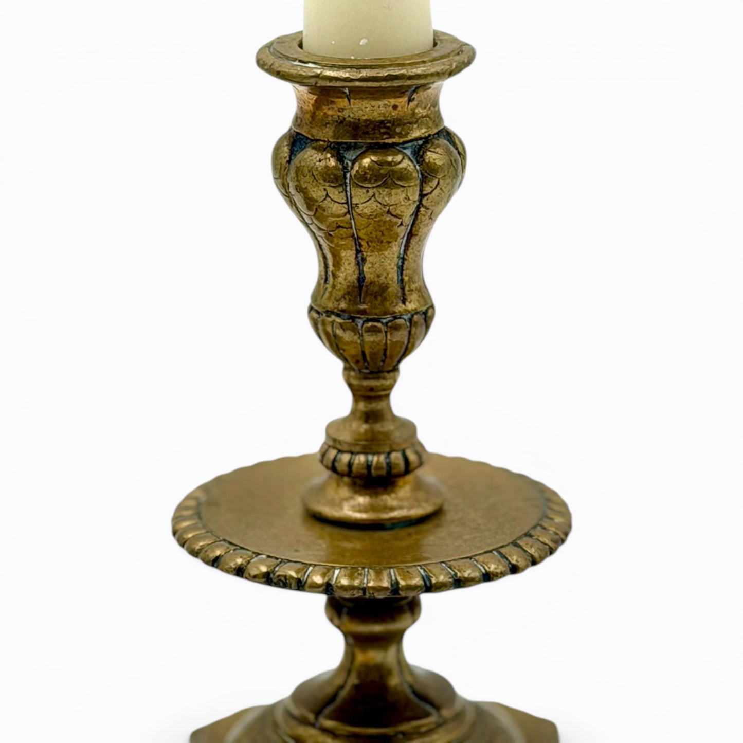 Pair of antique Napoleon III brass candlesticks
