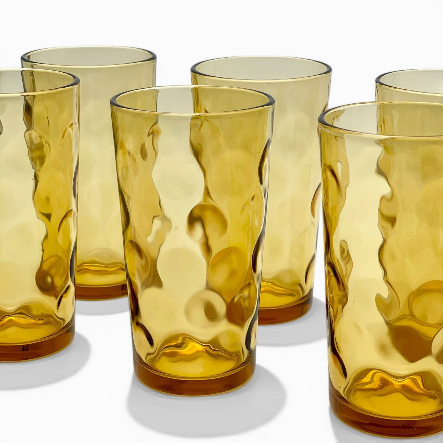 Set of six vintage amber tall tumblers