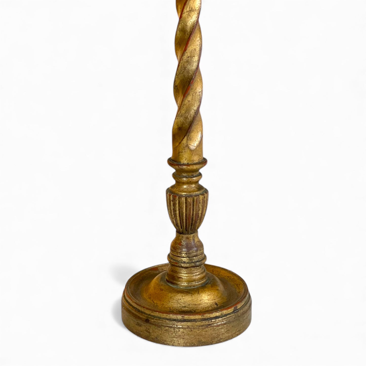 Pair of antique Italian gilded twisted wood lamps