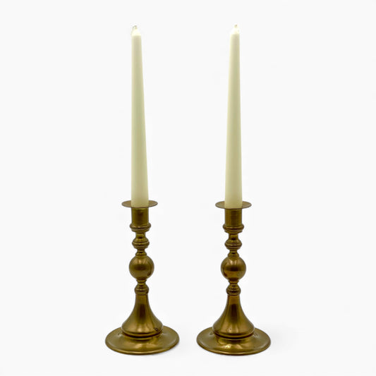 Pair of Antique English turned brass Candlesticks