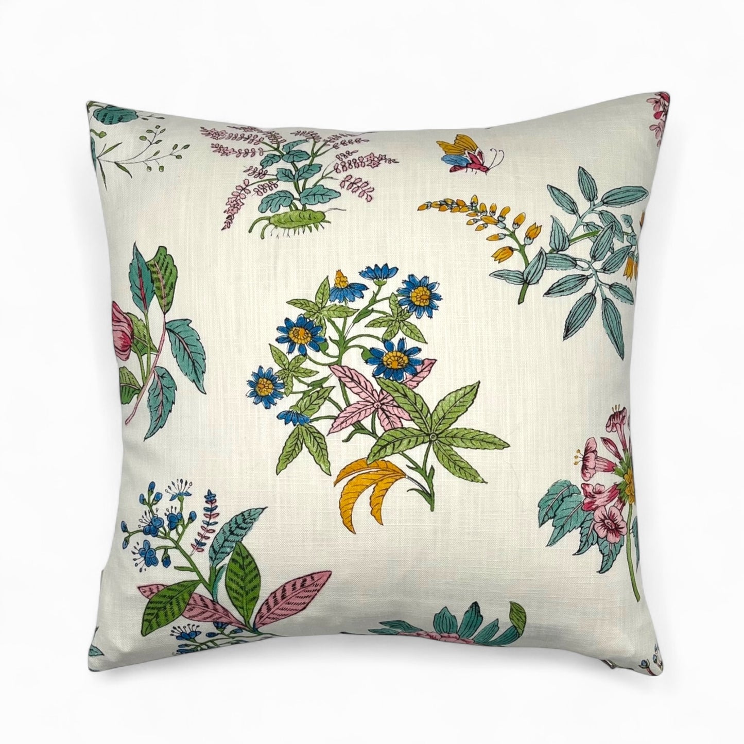 Pillow in woodland floral fabric by HARLEQUIN for Sophie Robinson