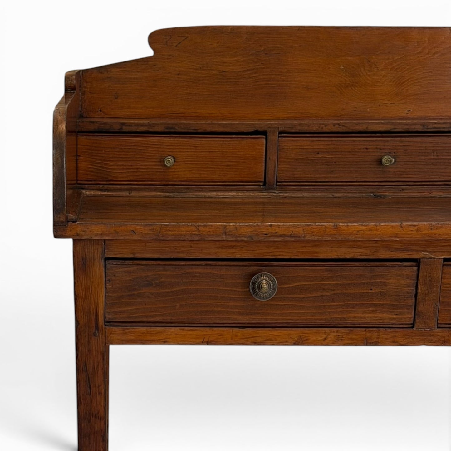 Antique English writing desk with gallery