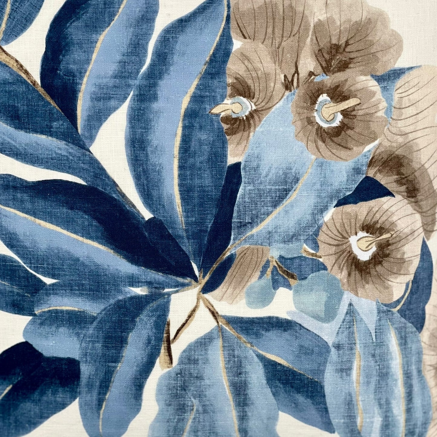 Pillow made with white and blue Anna French fabric