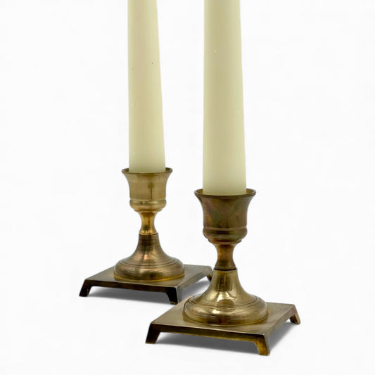 Pair of vintage Japanese brass candlesticks