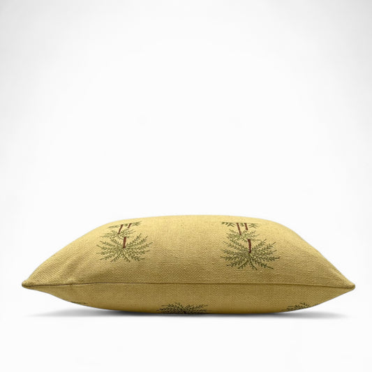 Pillow in vintage yellow embroidered Silk Burette