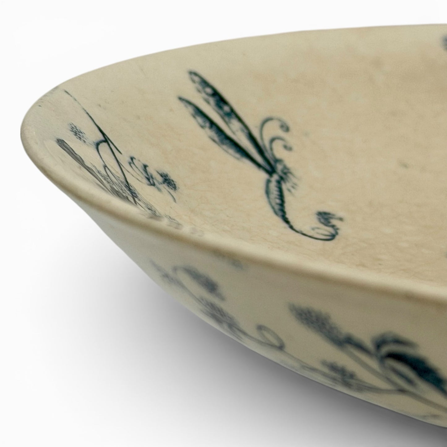 Antique French blue and white transferware compotier