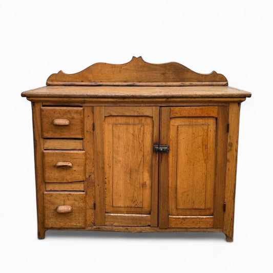 Antique primitive wooden small sideboard