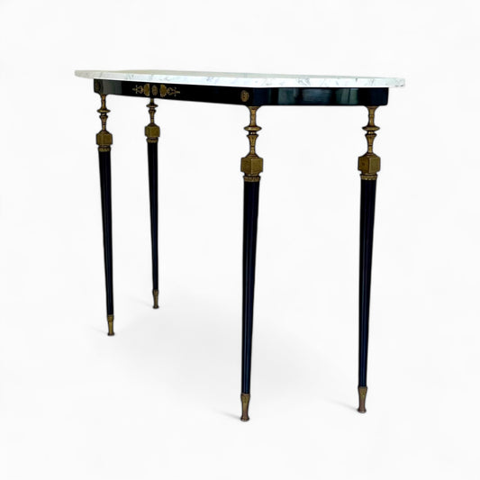 Vintage Italian console table with white Carrara marble top