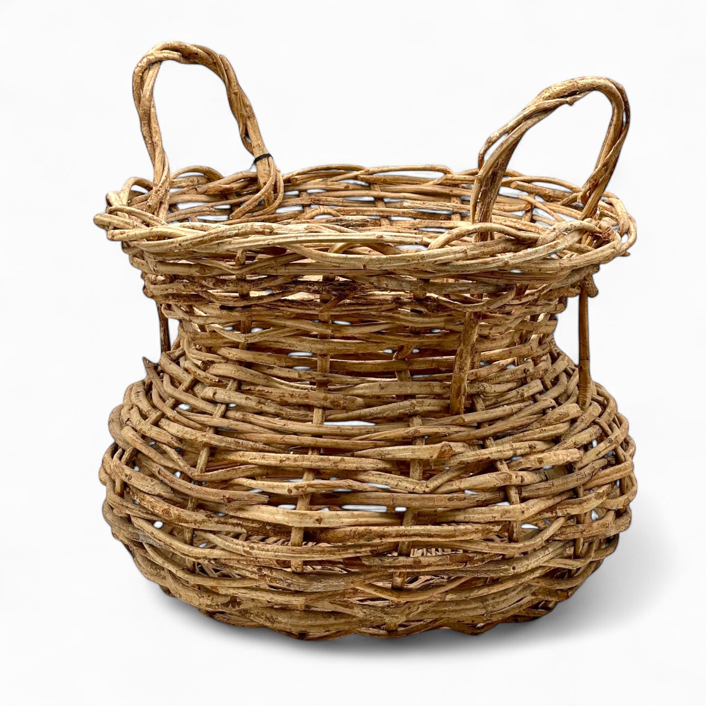 Vintage handmade large wicker basket