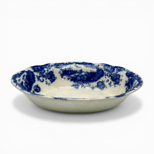 Antique Flow Blue oval serving bowl