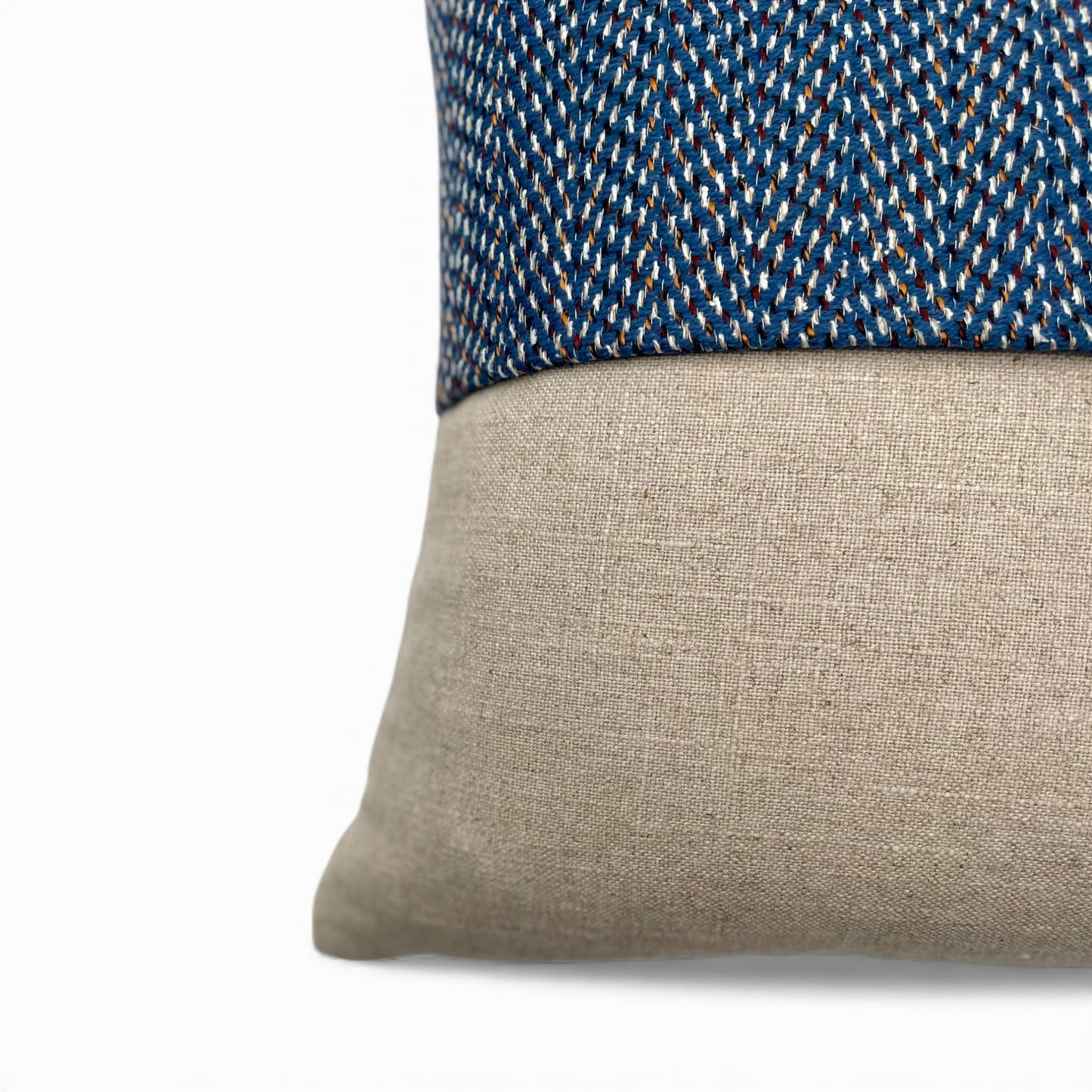 Pillow made with vintage Italian blue Virgin Wool and linen
