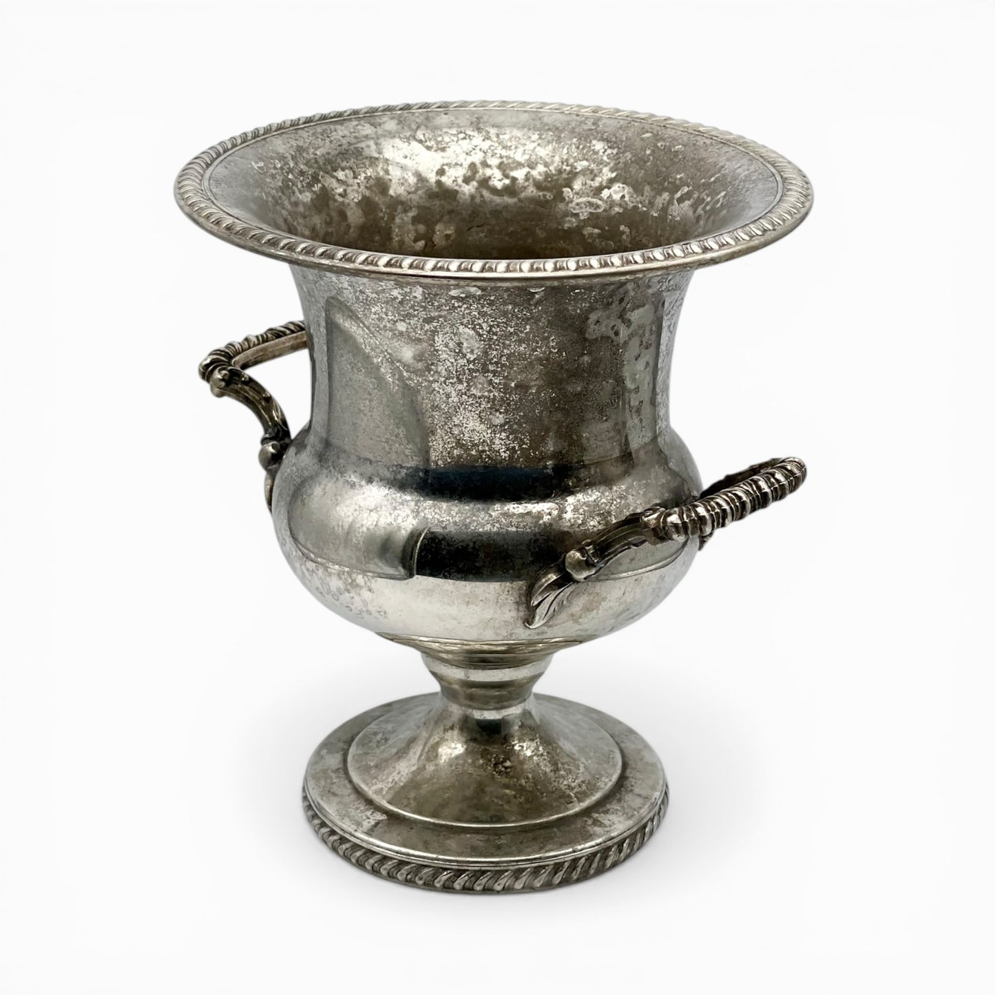Vintage silver-plated champagne bucket with ornate handles