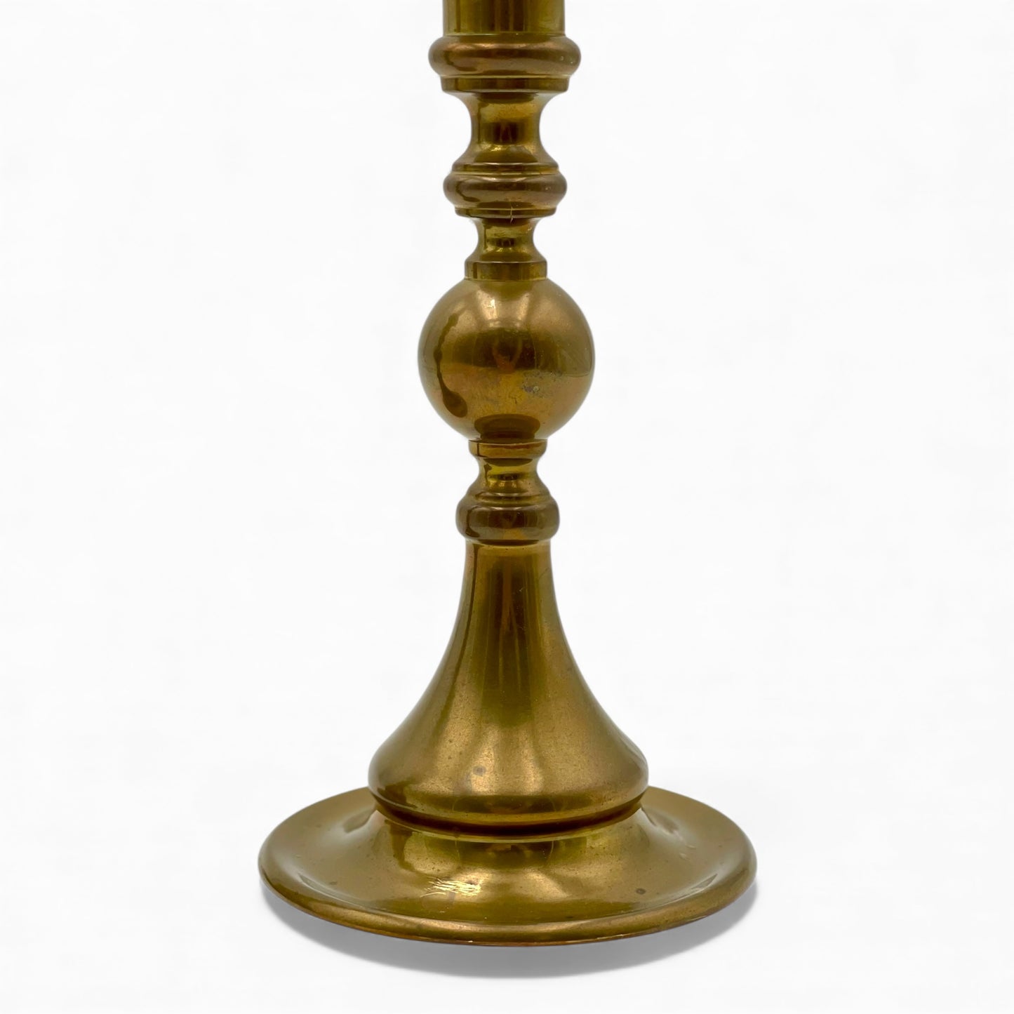 Pair of Antique English turned brass Candlesticks