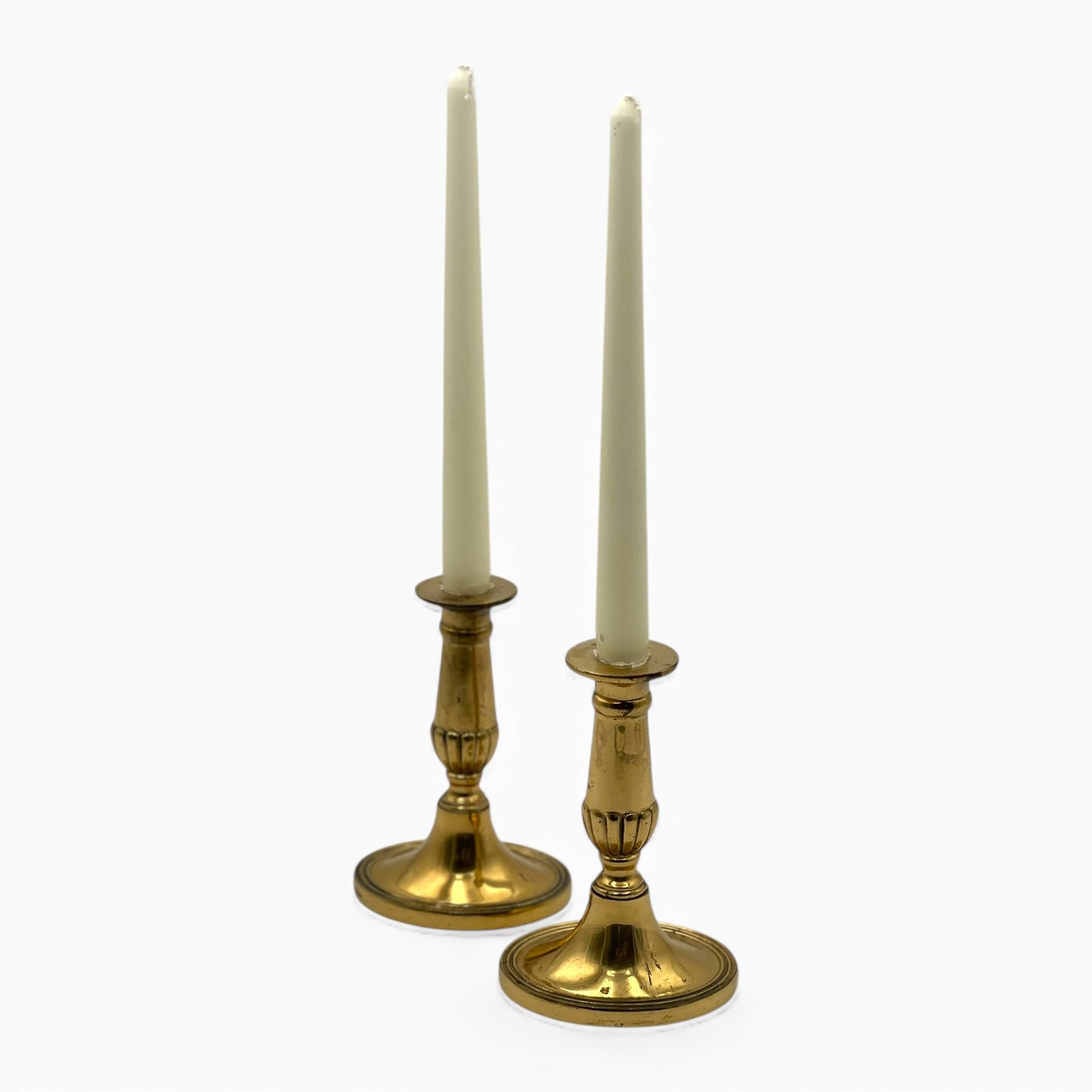 Pair of Antique English brass candlesticks (oval)