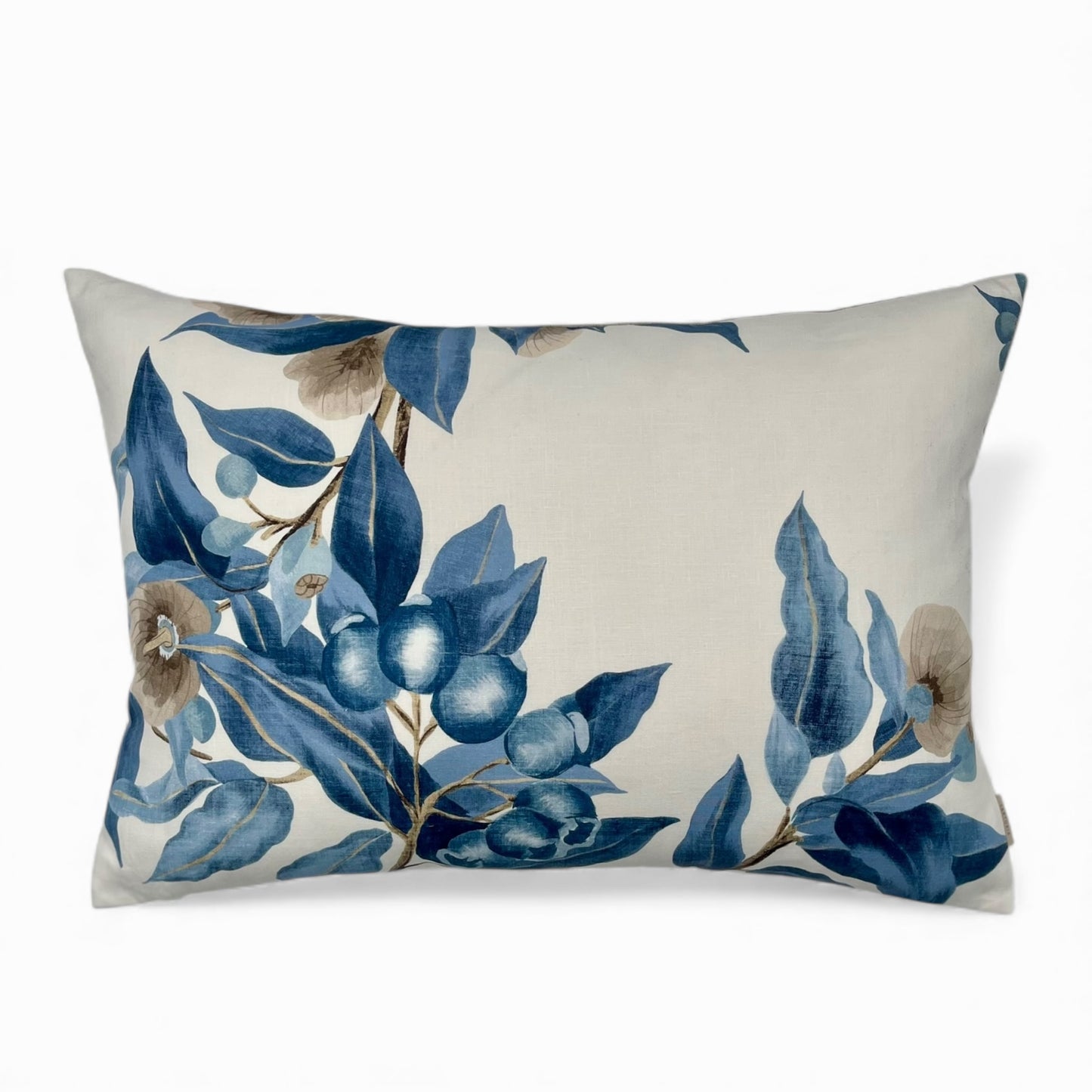Pillow made with white and blue Anna French fabric
