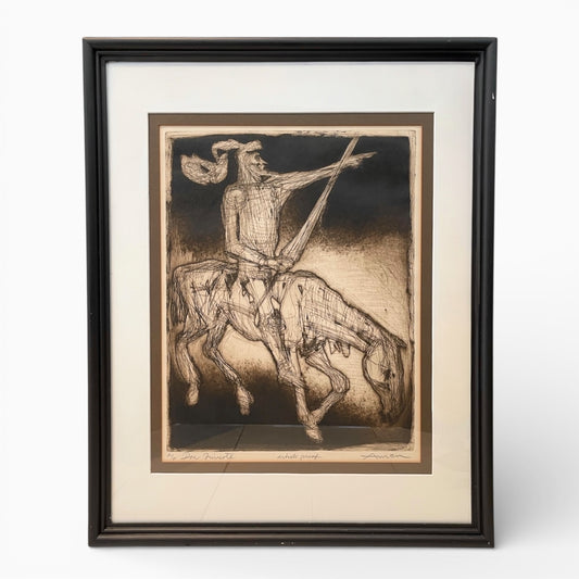 “Don Quixote” artist’s proof etching by Irving Amen