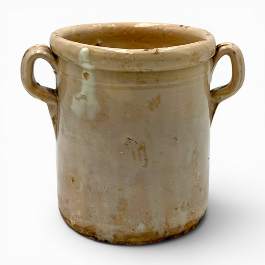 Antique glazed earthware preserve pot