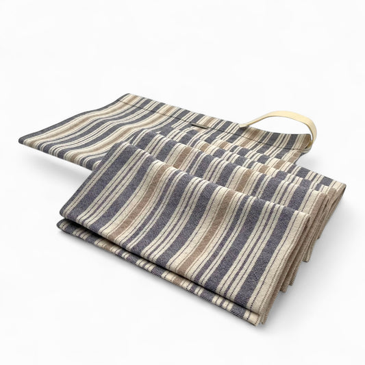 Set of four blue stripped Italian fabric dinner napkins