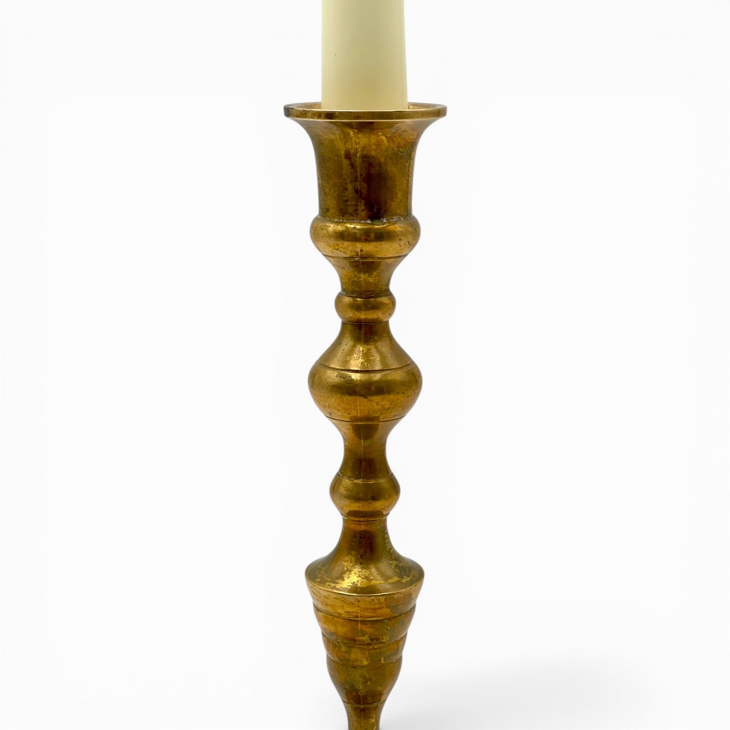 Antique Victorian beehive-shape brass candlestick