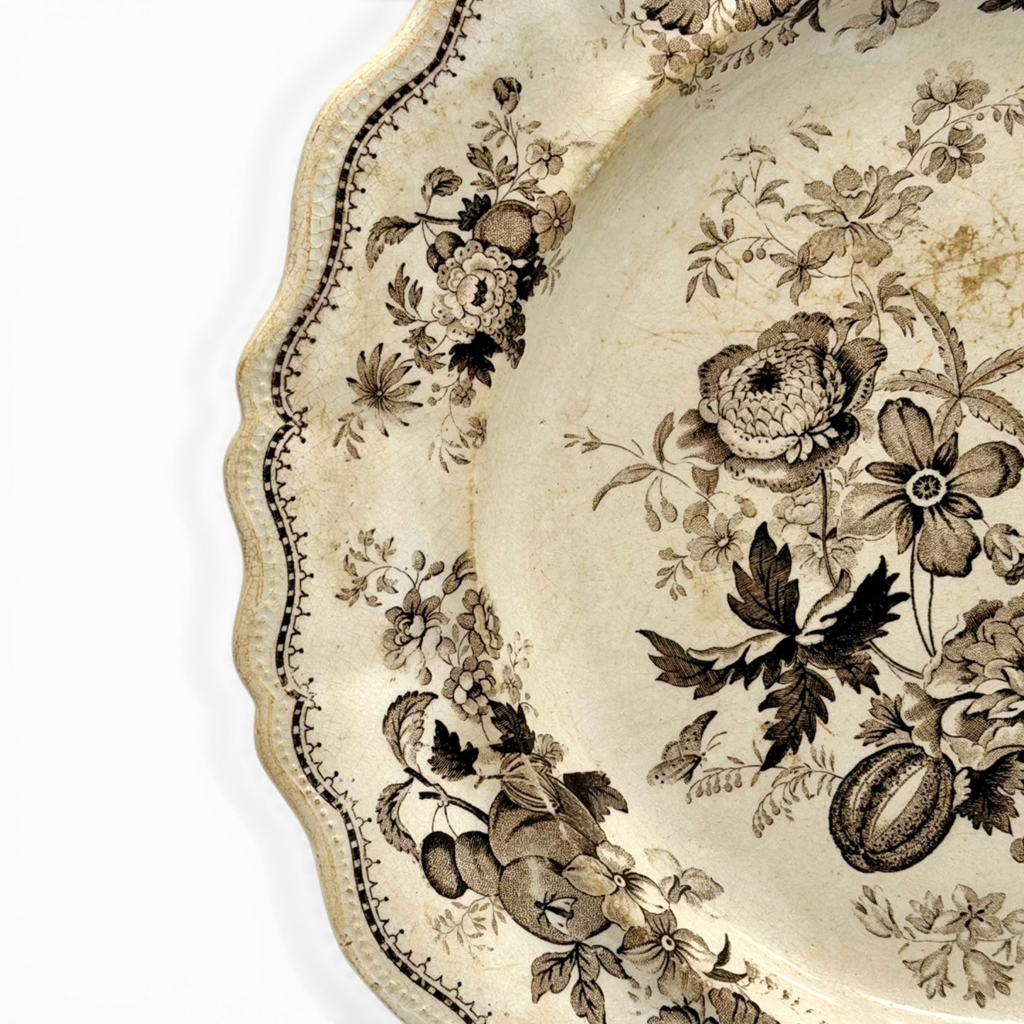 Antique English brown transferware plate, Circa 1880