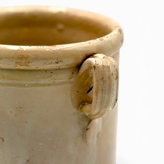 Antique glazed earthware preserve pot