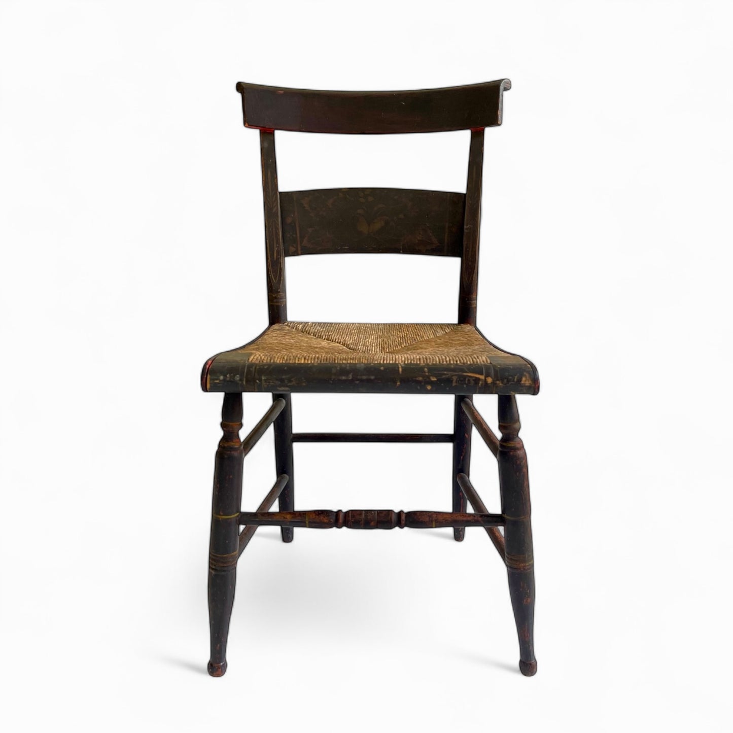 Antique Hitchcock style chair with rush seat