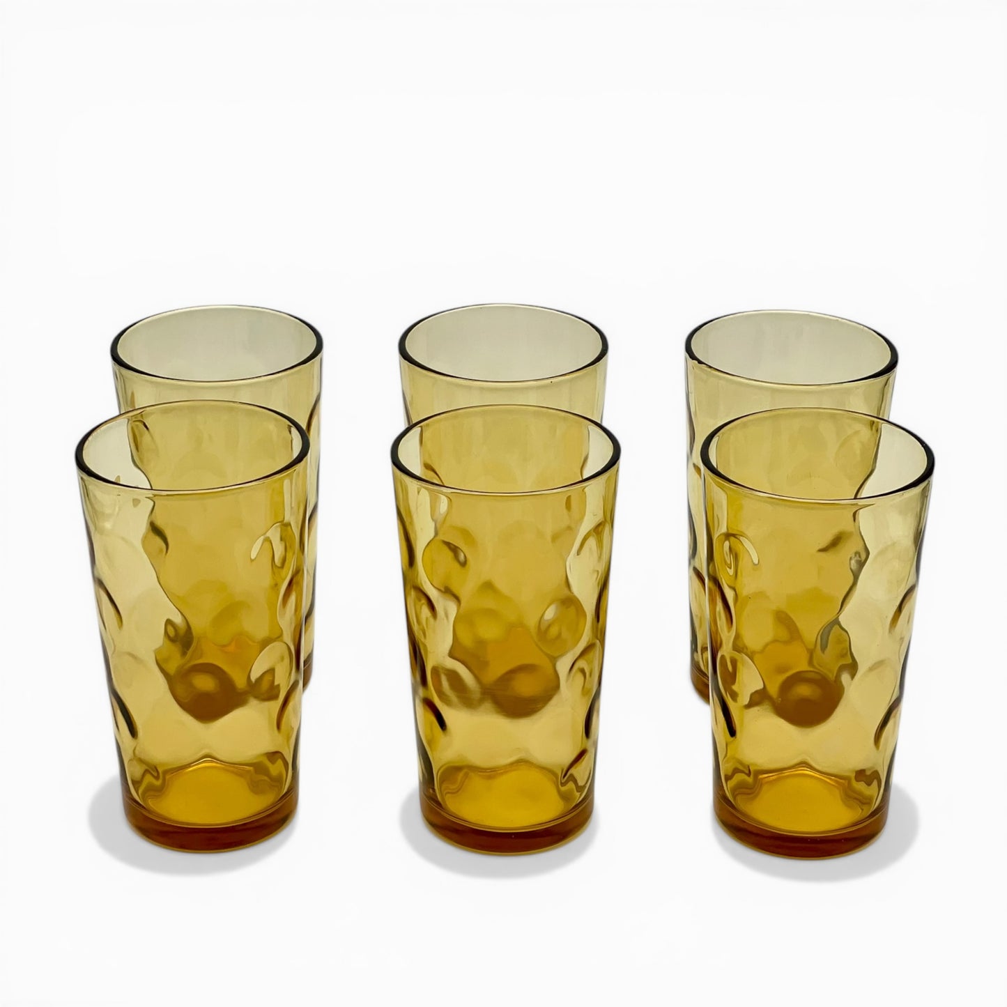 Set of six vintage amber tall tumblers