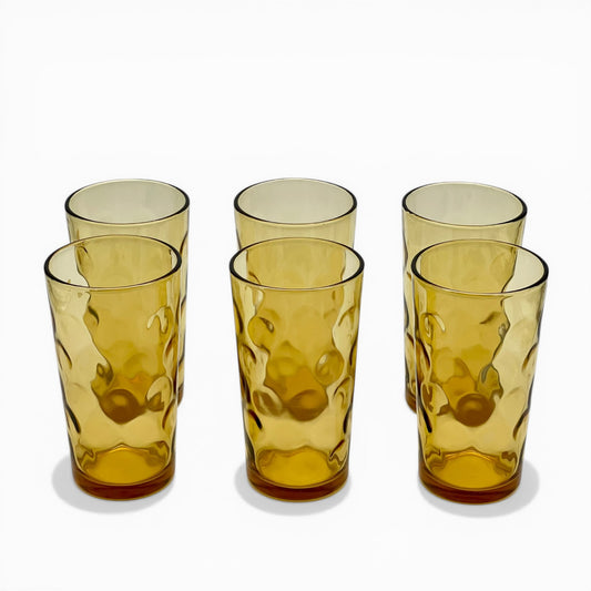 Set of six vintage amber tall tumblers