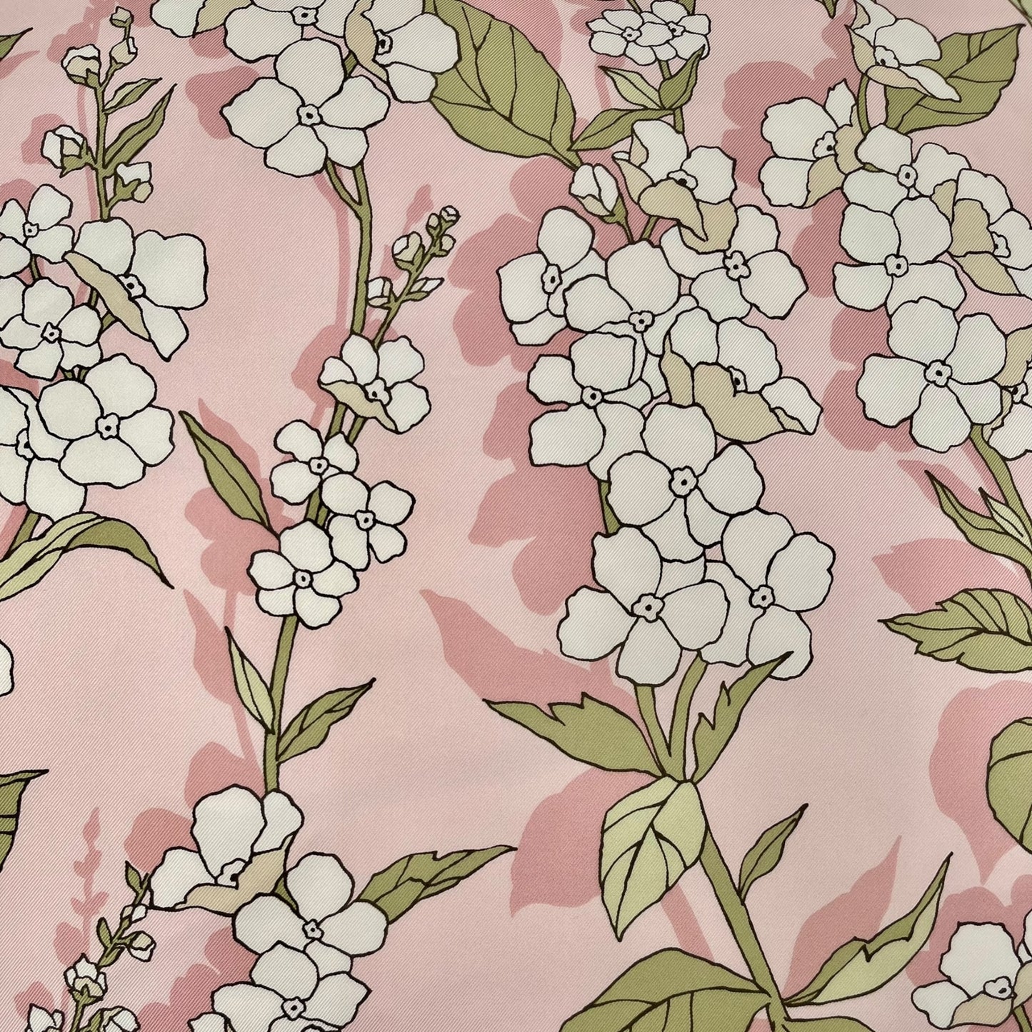 Pillow in vintage 100% Italian Como silk twill “pink flowers branch”