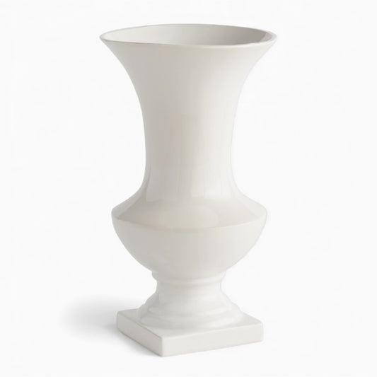 Footed large white vase