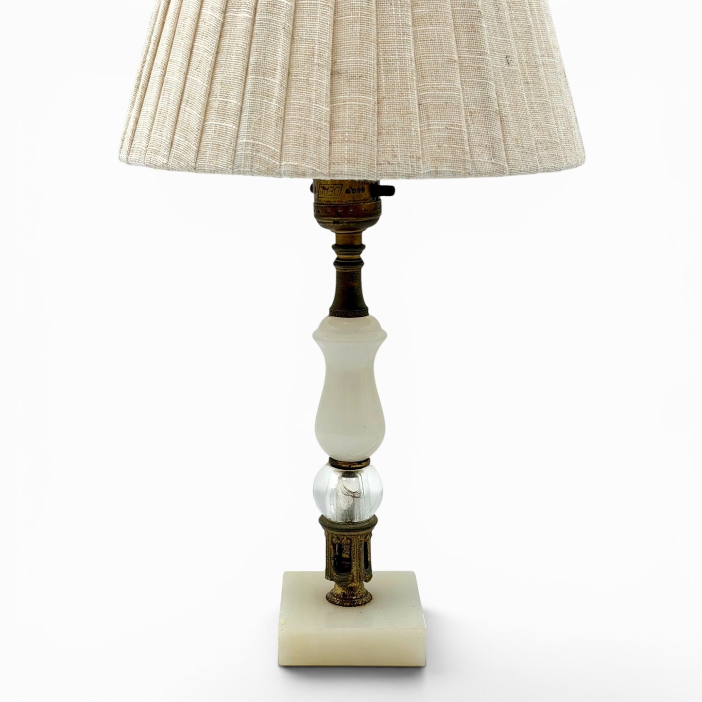 Pair of Vintage French table lamps with marble, albaster and glass accents
