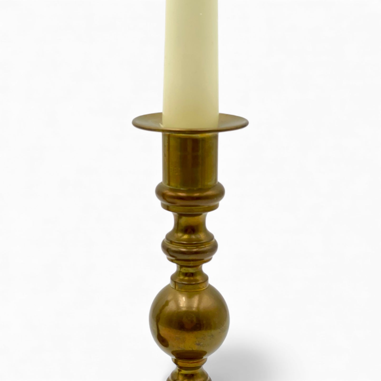 Pair of Antique English turned brass Candlesticks
