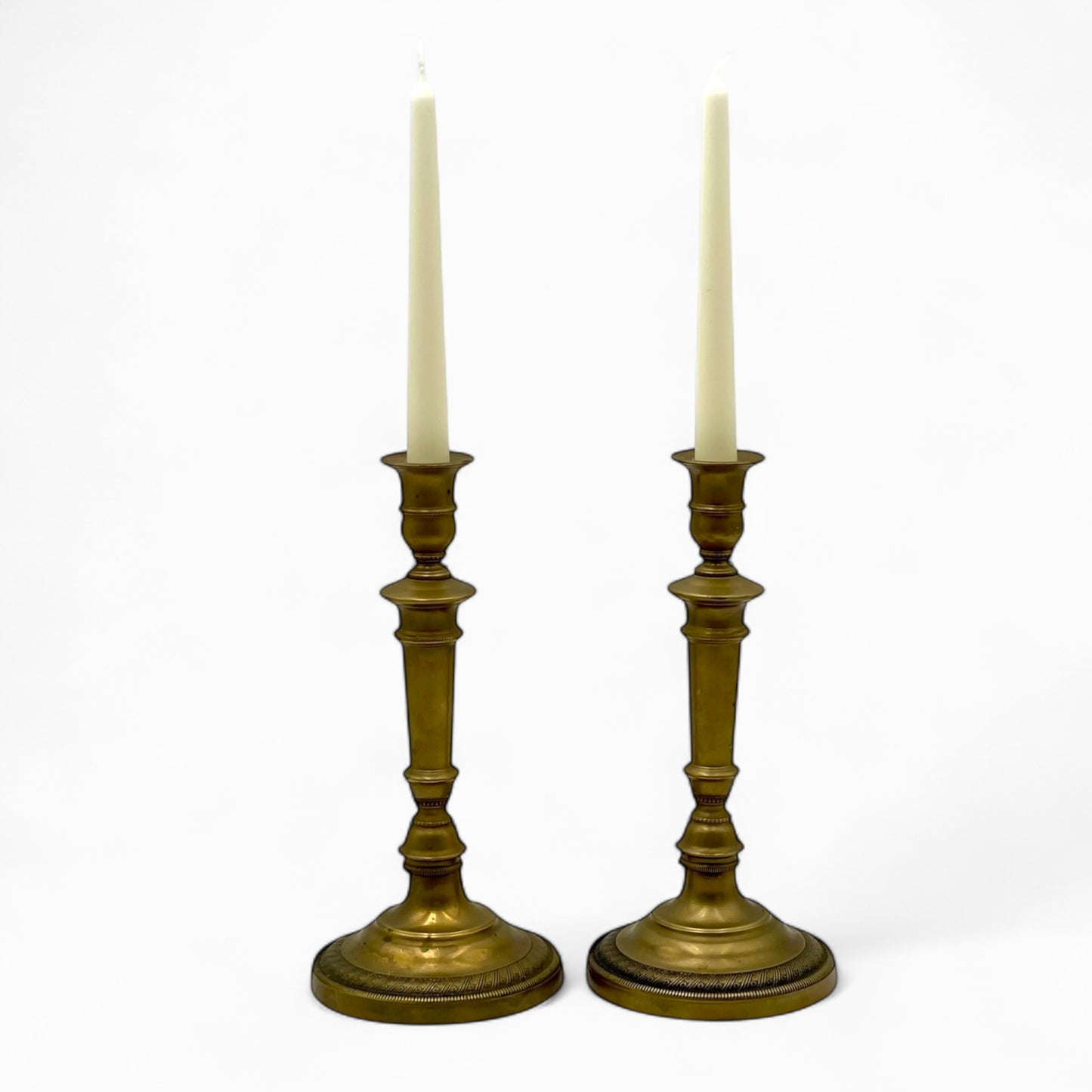 Pair of mid century brass candlesticks