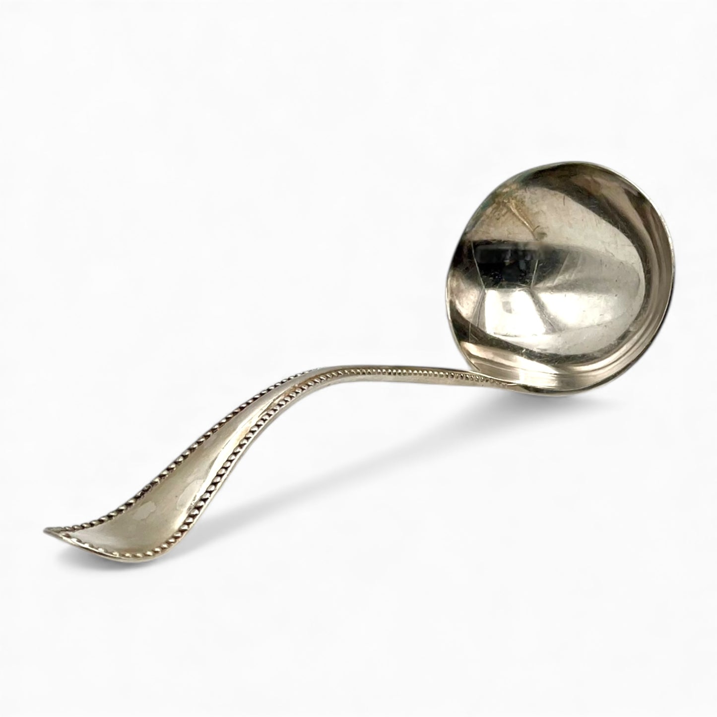 Vintage Nickel Silver Ladle with beaded edge